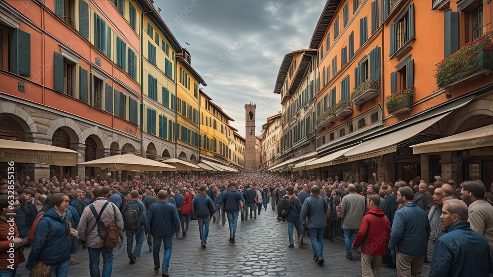 Obraz premium Folla in una strada italiana