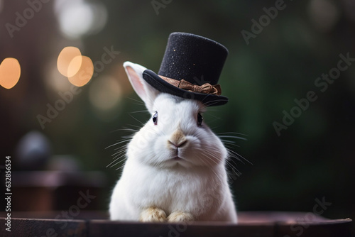 White Rabbit in a Top Hat, Rabbit, bokeh 
