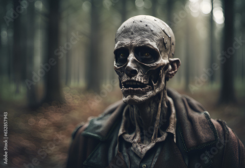 An undead person in a forest