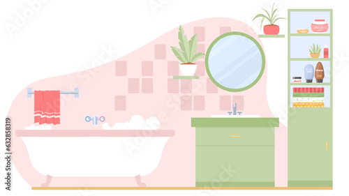 Bathroom with furniture flat design interior vector illustration