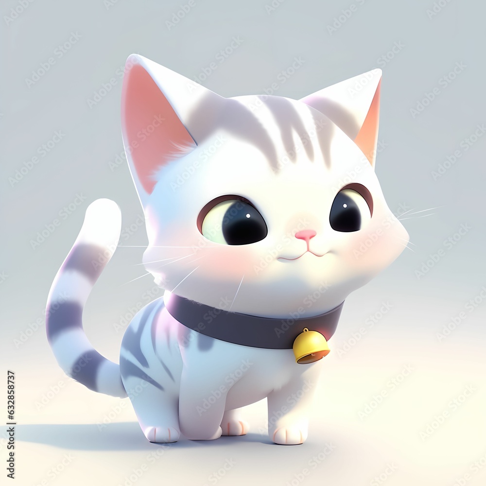 Cute chibi cat on isolated background, generative by AI tool