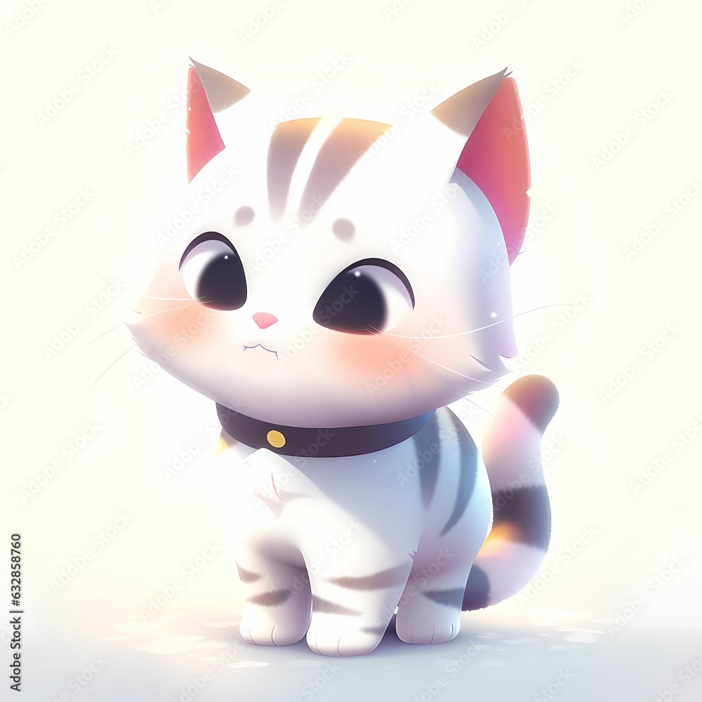 Cute chibi cat on isolated background, generative by AI tool Cute chibi cat on isolated background, generative by AI tool