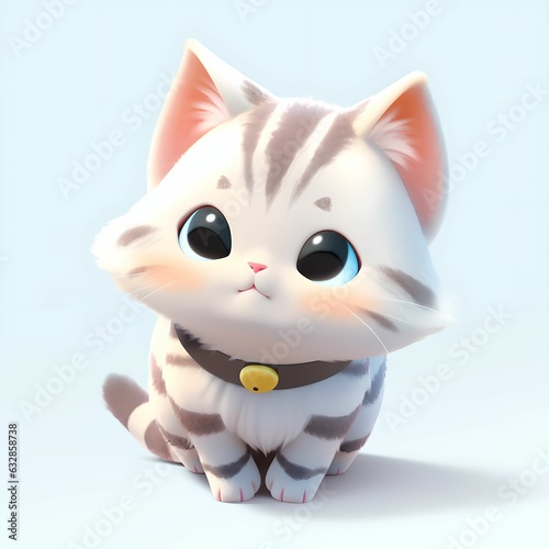 Cute chibi cat on isolated background  generative by AI tool