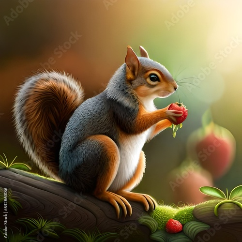 squirrel on a tree generated Ai