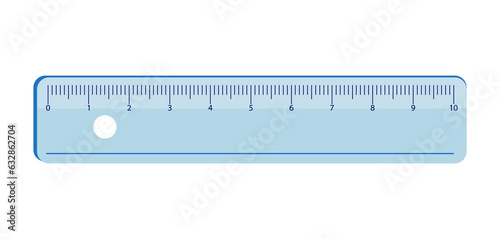 School measuring plastic ruler 10 centimeter in blue color vector design