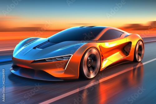Electric sport car design concept for clean energy vehicle Created with Generative AI technology.
