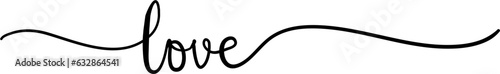  Love Word Lettering Vector Banner One Line Art