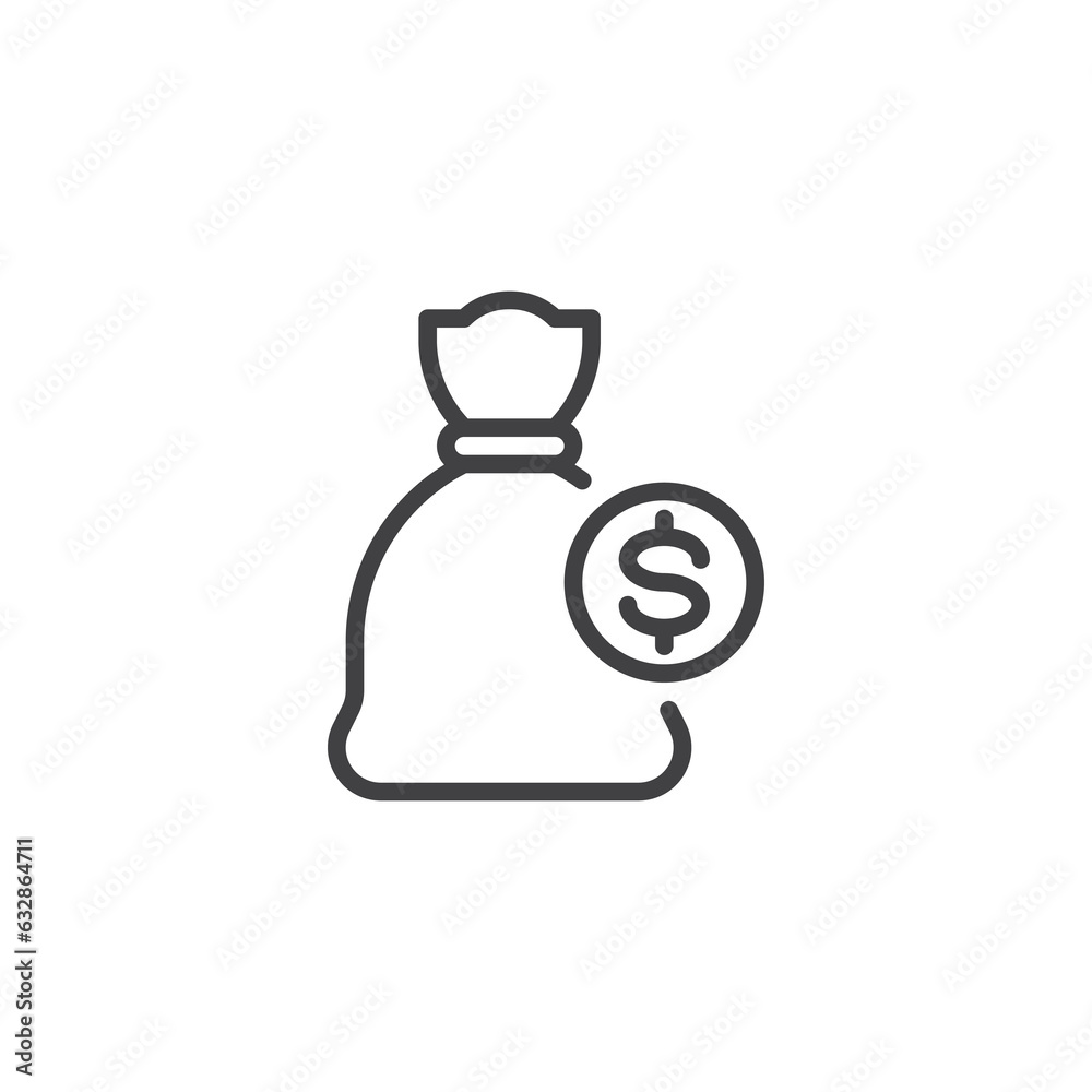 Dollar money bag line icon Dollar money bag line icon