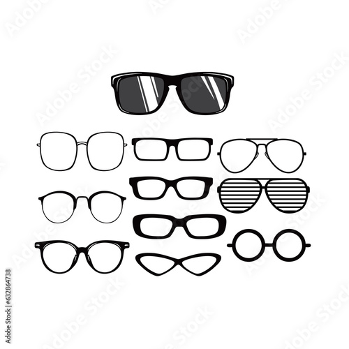 vector illustration of a set of glasses of various styles