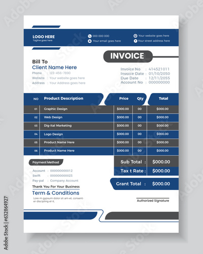Creative Vector Invoice Design Template 
