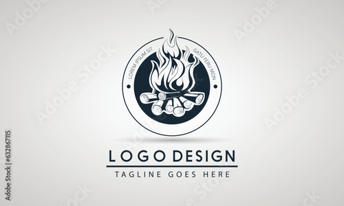 Grill Design Element In Vintage Style For Logotype, Label, Badge And Other Design. Fire Flame Retro Vector Illustration.