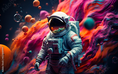 Pop Art Astronaut in a Beautifully Painted Galaxy