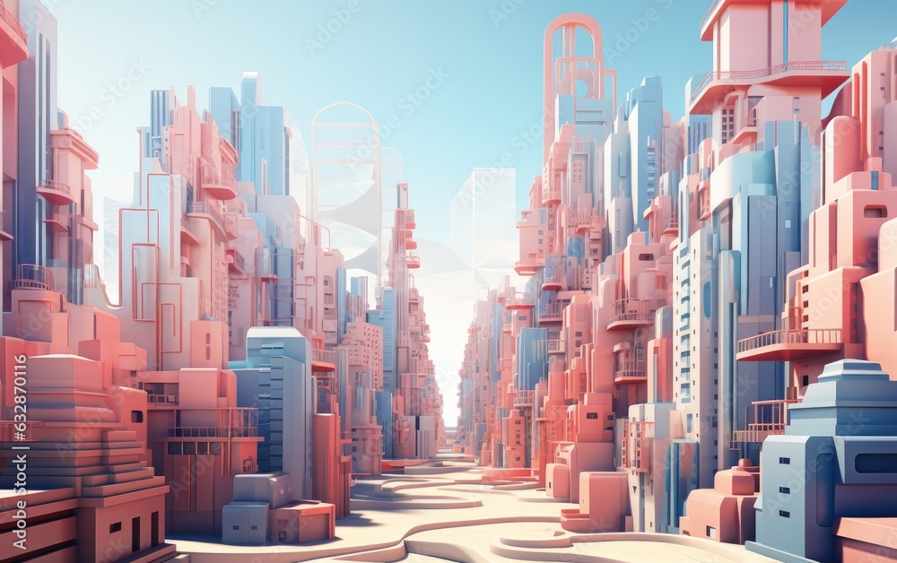 A pink and blue futuristic modern technology city skyline with buildings. A pink and blue futuristic modern technology city skyline with buildings.