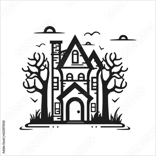 halloween haunted house illustration