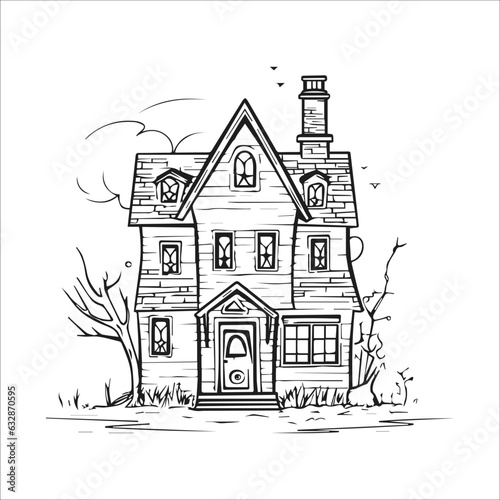 halloween haunted house illustration