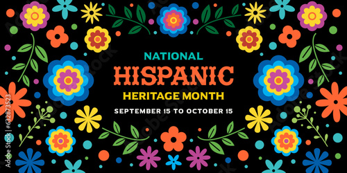 Fotografiet Hispanic heritage month, web banner, vector, template, poster, social media post, flyer, card, printable for National Hispanic heritage month