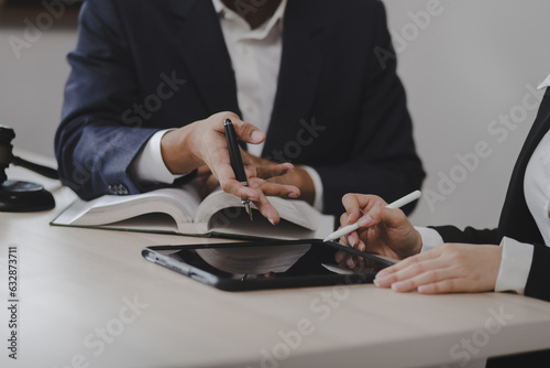 Fotografie Businessman brainstorming information on agreement details Business contracts, f