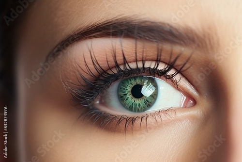 Gorgeous Gaze Macro Fashion of Beautiful Female Eye - Close-up Detail. Generative Ai