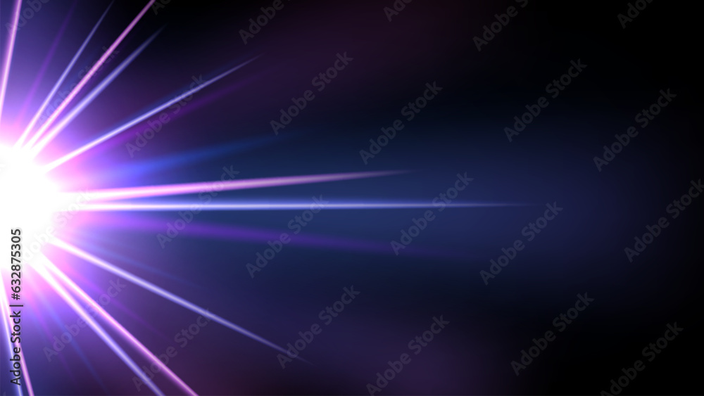 Rays of Light Rising From The Side on A Dark Background, Vector Illustration Rays of Light Rising From The Side on A Dark Background, Vector Illustration