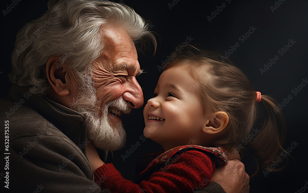 Loving caring grandfather spending time with cute little smiling granddaughter Loving caring grandfather spending time with cute little smiling granddaughter