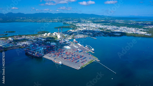 Aerial View to the Industrial zone of Pointe-à-Pitre city, Guadeloupe island