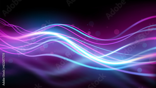 Blue and Pink Light Trails  Long Time Exposure Motion Blur Effect  Vector Illustration