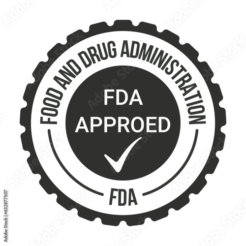FDA Or Food and Drug Administration Approved Seal, Badge, Emblem, Label, Packaging Design Elements, The United States Food And Drug Administration Certified Badge Design, CBD Label Design Elements photo