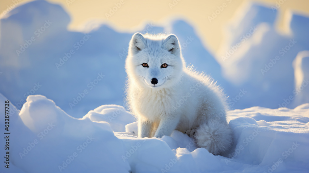 White arctic fox in the snow White arctic fox in the snow
