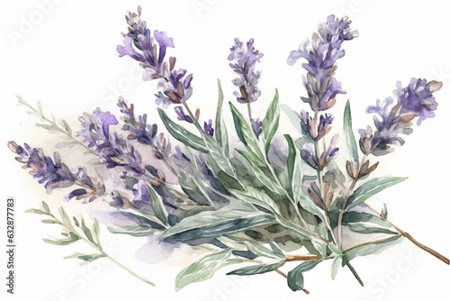 Fragrant lavender plants with tiny purple leaves  Leaves Watercolor  