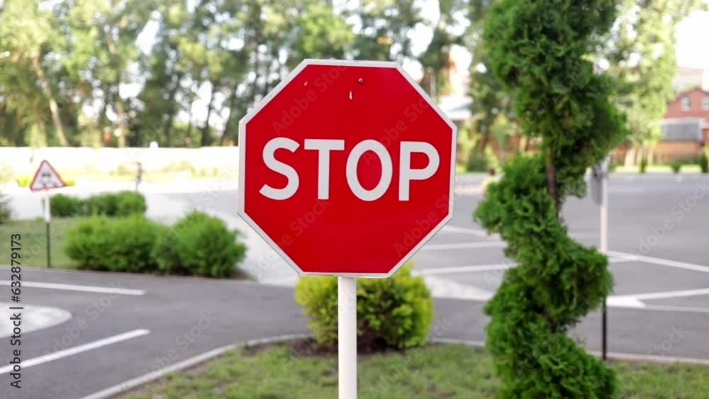 traffic stop sign in the school yard close-up traffic stop sign in the school yard close-up