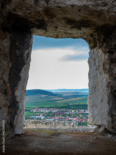 View of the town of Spišské Podhradie from a loophole of Spiss Castle in Slovakia