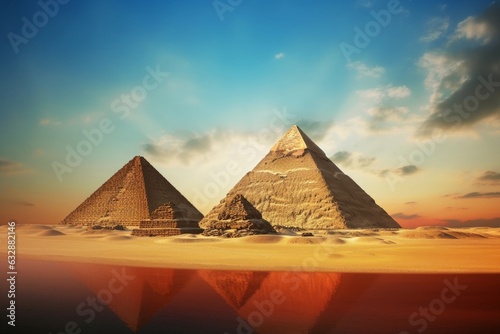 concept art illustration of egyptian pyramids in Giza  Egypt  Generative AI