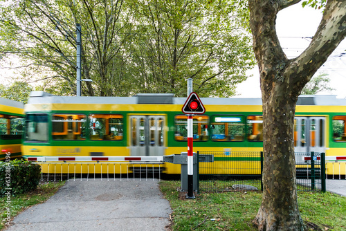 Obraz na plátně Rural level crossing on a railway
