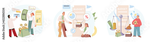 People analysis budget. Calculate financial plan of save income and expense management. Cost optimization and financial strategy. Working on financial data analysis and profitability illustration