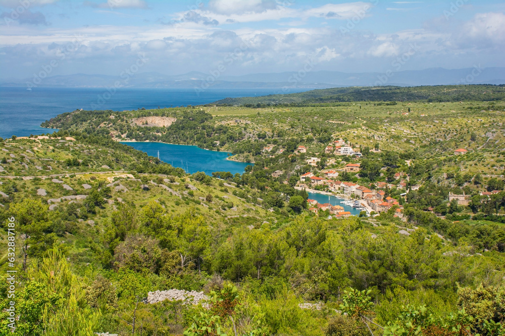 The rural landscape near Bobovisca on Brac Island in Croatia in May
