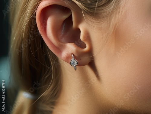 A womans ear with a small diamond in the middle ai generated