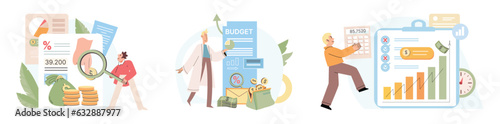 People analysis budget. Calculate financial plan of save income and expense management. Family budget, divides the items of expenditure. Finance control, date, finance, personal budget, family money