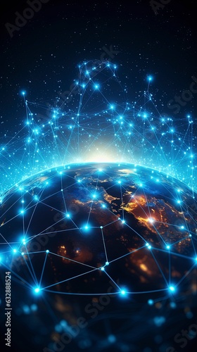 Global Network Connection Over Planet Earth  generative ai and internet background