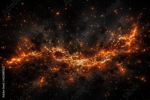 Fire sparkles on black background ai generated
