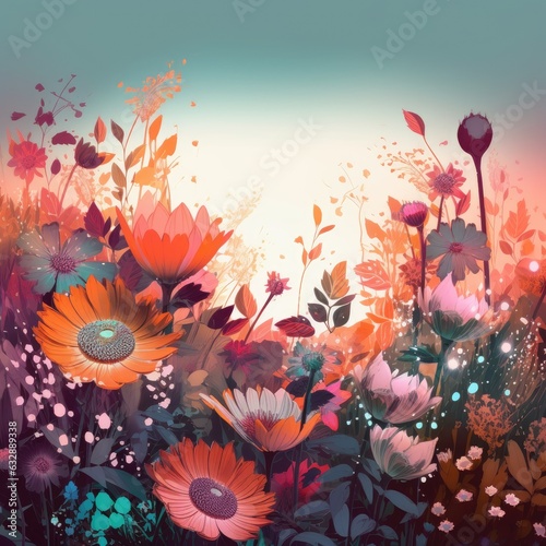 Flowers illustration background wallpaper ai generated