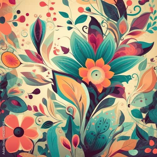 Flowers illustration background wallpaper ai generated