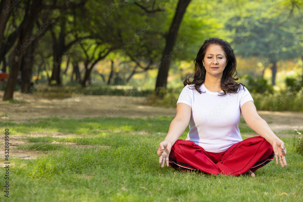 Indian woman doing yoga exercise in the park. Indian woman doing yoga exercise in the park.