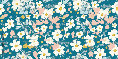 Beautiful seamless floral pattern with cute abstract flowers.Modern floral pattern. Collage contemporary seamless pattern. Hand drawn pattern