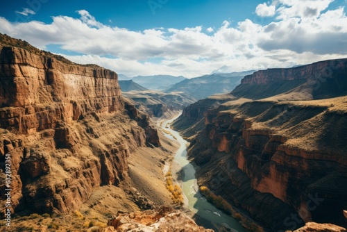 Beautiful Canyon With Winding Rivers Aerial View  Generative AI 