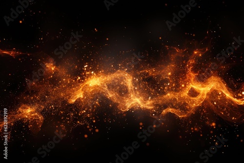 Fire sparkles on black background