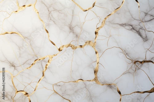 Light marble background with golden cracks ai generated