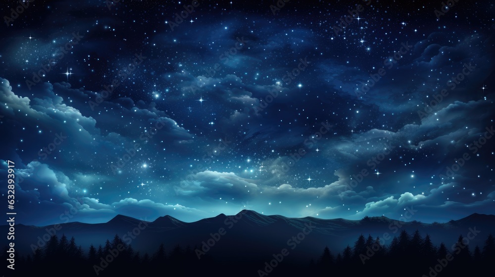 Stars in night sky web banner space background