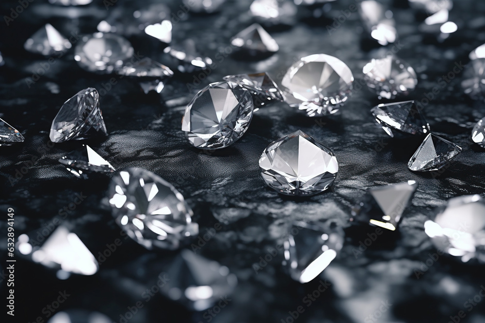 White shiny diamonds gemstone closeup background
