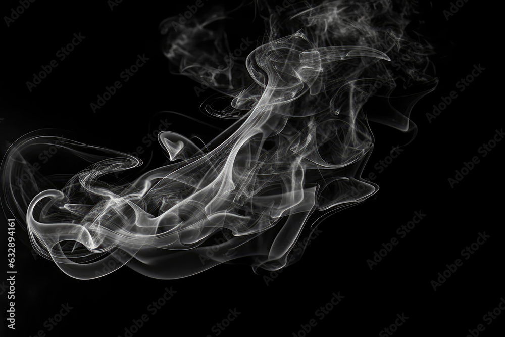 White Smoke On Black Background. Generative AI White Smoke On Black Background. Generative AI