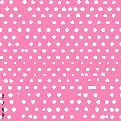 White Polka Dots On Pink Background. Seamless Background. Generative AI